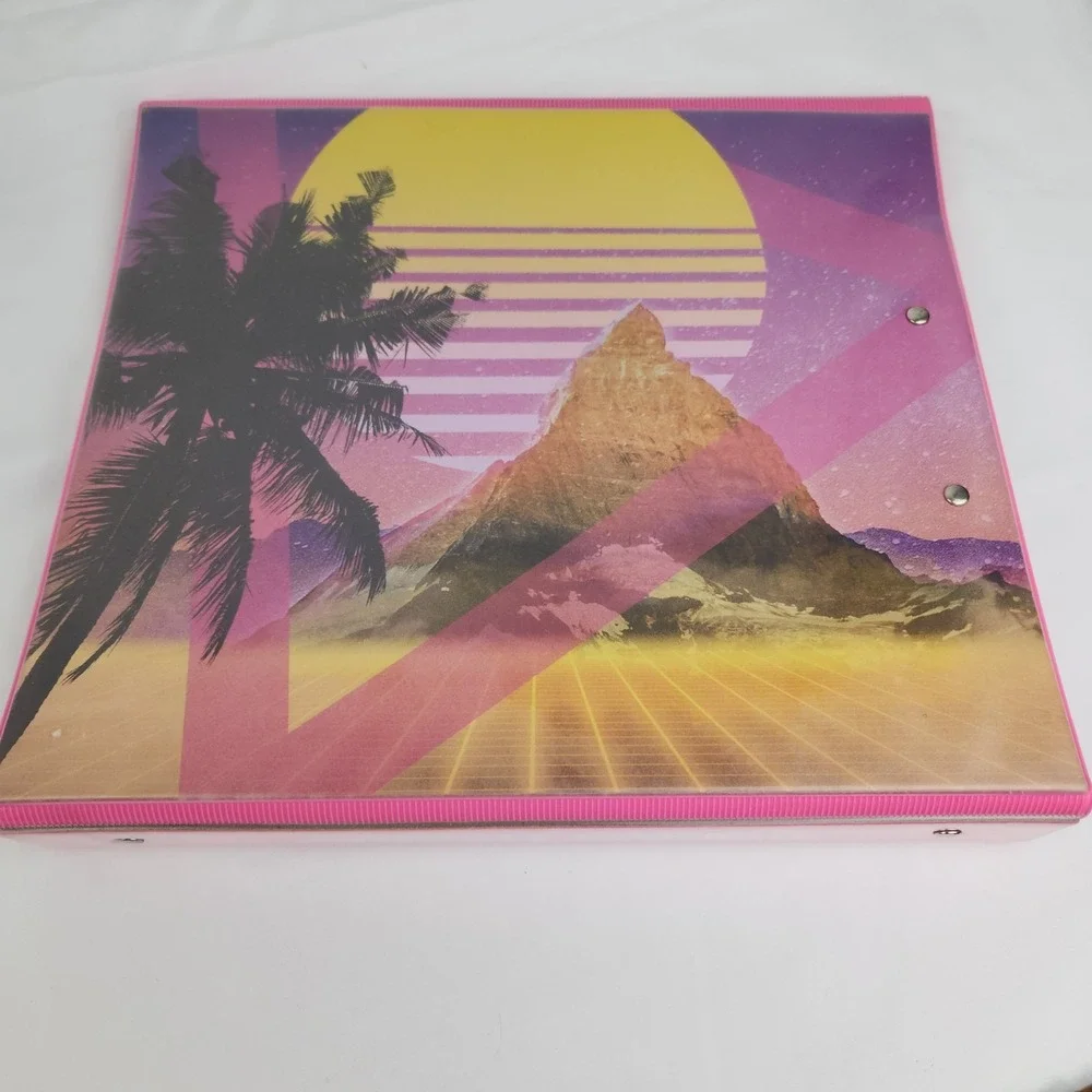 Vintage Trapper Keeper Retro Pink Sunset Binder‎ 3-Ring Pocket Clip Board